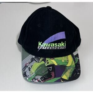 Kawasaki Motorsports Racing 90s Y2K Taiwan Hat Cap Graphic Dirt Bike Motocross